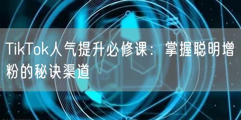 TikTok人气提升必修课：掌握聪明增粉的秘诀渠道