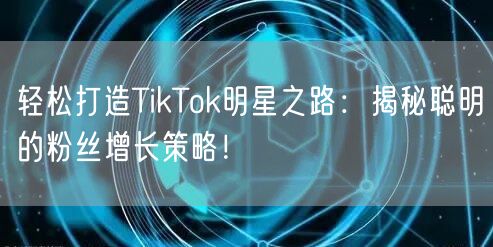 轻松打造TikTok明星之路：揭秘聪明的粉丝增长策略！