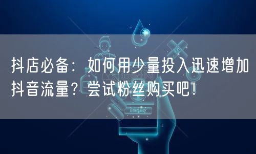 抖店必备：如何用少量投入迅速增加抖音流量？尝试粉丝购买吧！
