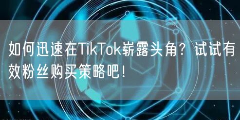 如何迅速在TikTok崭露头角？试试有效粉丝购买策略吧！