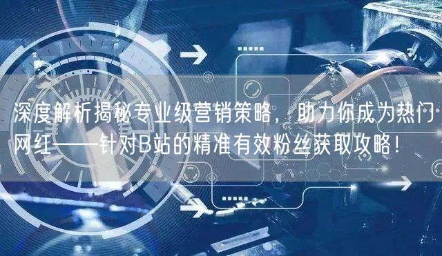 深度解析揭秘专业级营销策略，助力你成为热门网红——针对B站的精准有效粉丝获取攻略