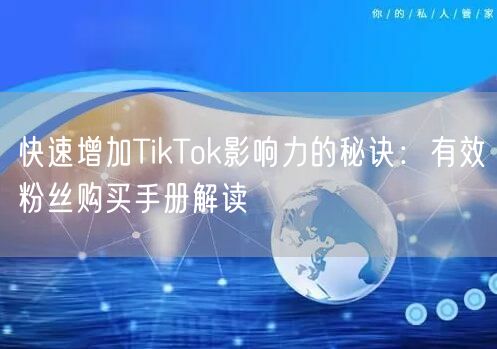 快速增加TikTok影响力的秘诀：有效粉丝购买手册解读