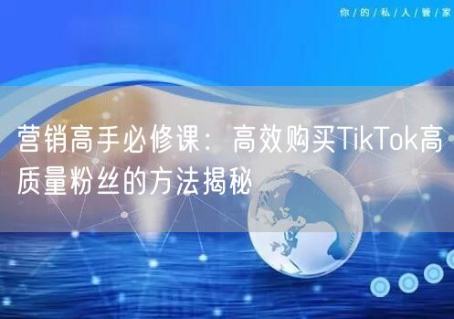 营销高手必修课：高效购买TikTok高质量粉丝的方法揭秘