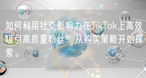 如何利用社交影响力在TikTok上高效吸引高质量粉丝？从购买策略开始探索。