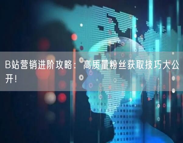 B站营销进阶攻略：高质量粉丝获取技巧大公开！