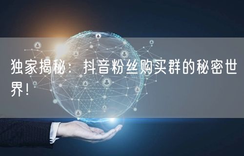 独家揭秘：抖音粉丝购买群的秘密世界！