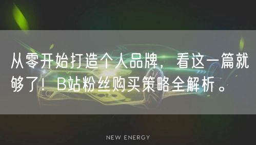 从零开始打造个人品牌，看这一篇就够了！B站粉丝购买策略全解析。