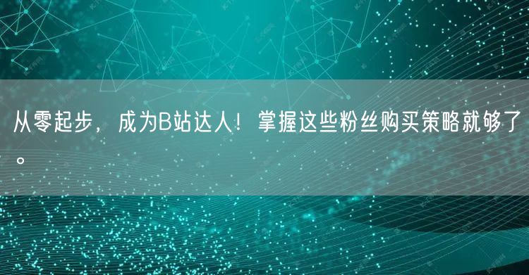 从零起步，成为B站达人！掌握这些粉丝购买策略就够了。