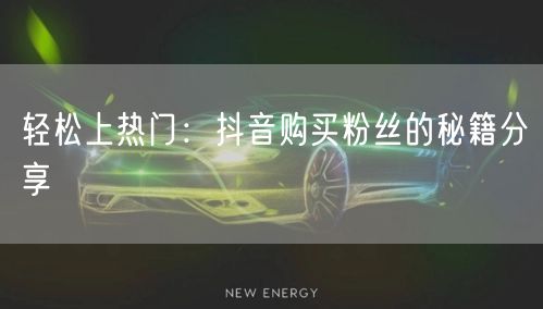 轻松上热门：抖音购买粉丝的秘籍分享