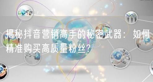 揭秘抖音营销高手的秘密武器：如何精准购买高质量粉丝?