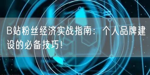 B站粉丝经济实战指南：个人品牌建设的必备技巧！
