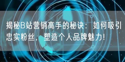 揭秘B站营销高手的秘诀：如何吸引忠实粉丝，塑造个人品牌魅力！