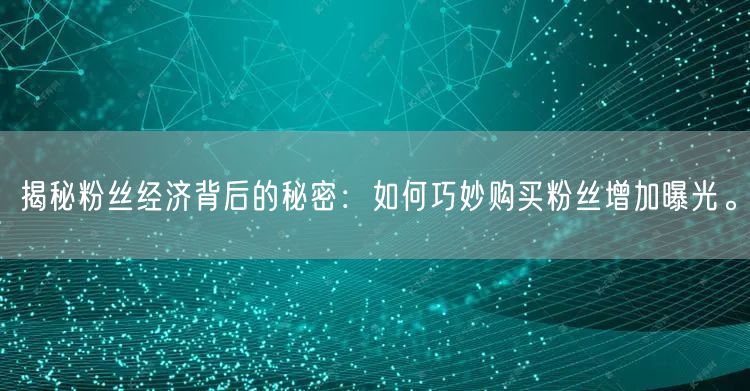 揭秘粉丝经济背后的秘密：如何巧妙购买粉丝增加曝光。