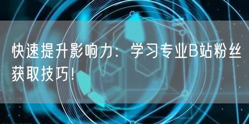 快速提升影响力：学习专业B站粉丝获取技巧！