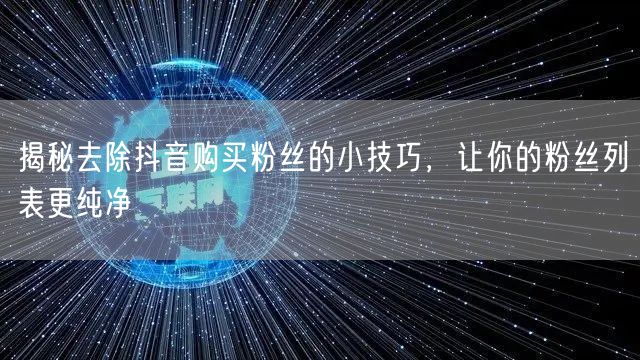 揭秘去除抖音购买粉丝的小技巧，让你的粉丝列表更纯净