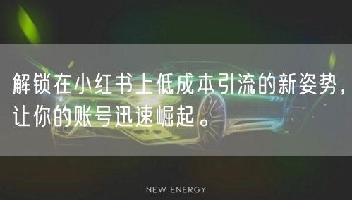 解锁在小红书上低成本引流的新姿势，让你的账号迅速崛起。