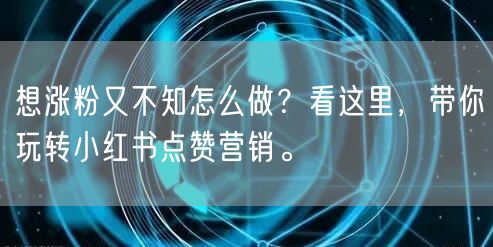 想涨粉又不知怎么做？看这里，带你玩转小红书点赞营销。