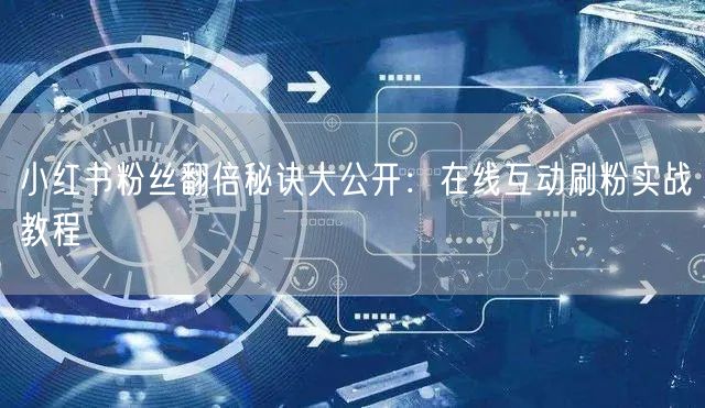 小红书粉丝翻倍秘诀大公开：在线互动刷粉实战教程