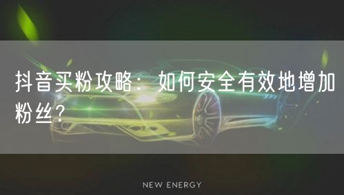 抖音买粉攻略：如何安全有效地增加粉丝？